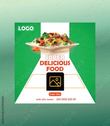 Social media Post Design, Food and restaurant social media Post design, Social media banner for food business. Food social media template for restaurant business. Modern social template post banner. 