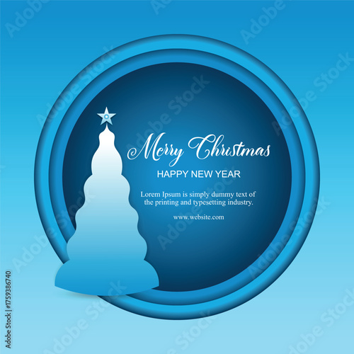 Festive Paper Cut Christmas Background.  Winter Holiday Paper Craft Design for Greeting Card, Invitation, Seasonal Decoration and Banner