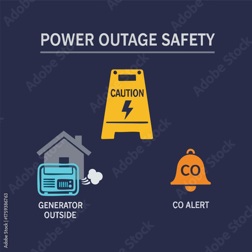 Power Outage Safety Tips: Generator Placement and Carbon Monoxide Alerts.