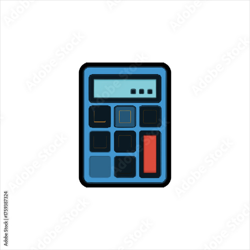 Blue calculator performs calculations on white surface, showcasing financial tools and mathematical concepts with precision and clarity.
