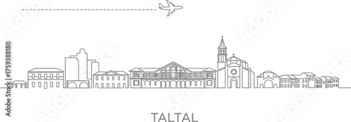 Taltal Chile Cityscape Skyline with Airplane