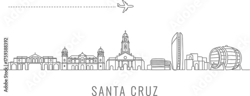 Santa Cruz Skyline with Airplane and Barrel Icon