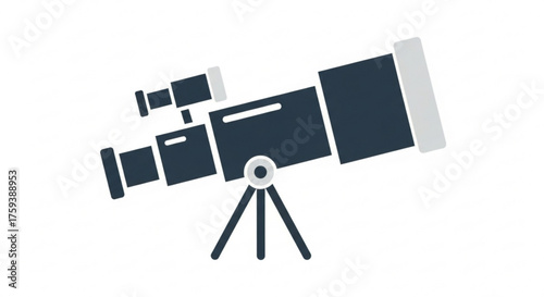 Illustration of a telescope, a scientific instrument used for observing distant objects in astronomy and space exploration