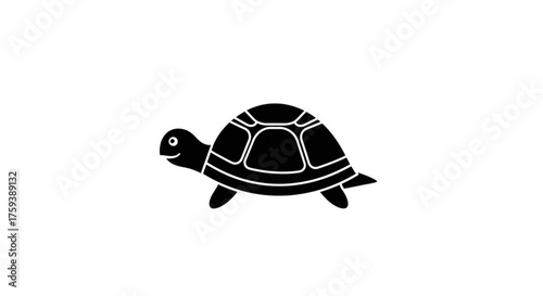 Silhouette of a turtle, showcasing its shell, head, and legs in a simple yet elegant design, perfect for logos