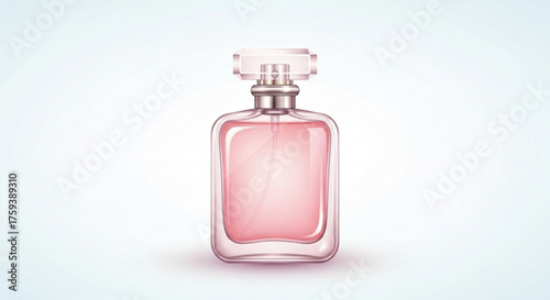 Elegant perfume bottle with pink liquid, showcasing its sleek design and luxurious appeal for beauty and fragrance concepts