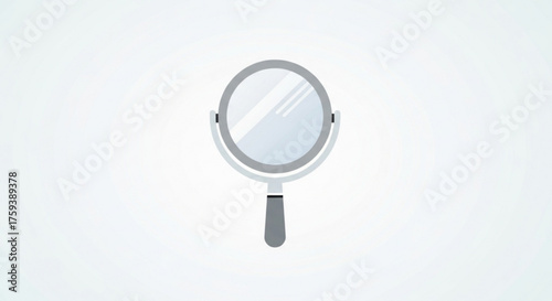 Simple and elegant handheld mirror with a gray frame and handle isolated on a clean for beauty and personal care