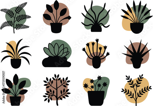 Houseplant silhouettes set