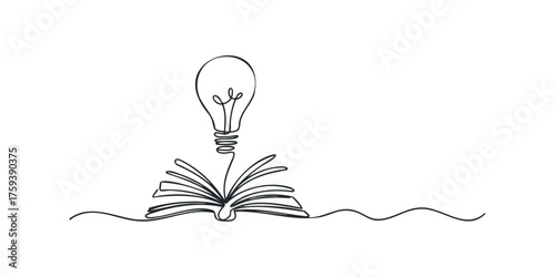 Open Book With Lightbulb Erupting From Pages