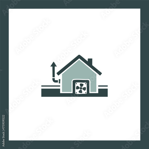Illustration depicting a house with a ventilation system, showcasing air circulation.