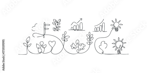 Abstract line drawing of business growth and ideas