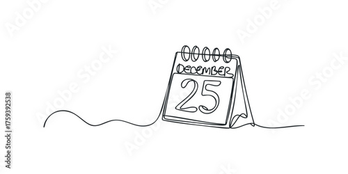 Desk calendar showing December 25 date
