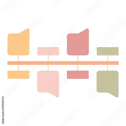Smooth ribbon-style timeline with abstract pastel shapes. Modern infographic layout for creative business presentations and reports.