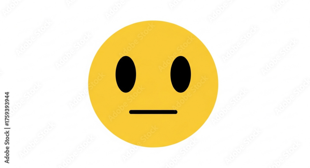 Fototapeta premium A neutral emoji with a straight face, conveying a sense of indifference, calmness, or lack of strong emotion