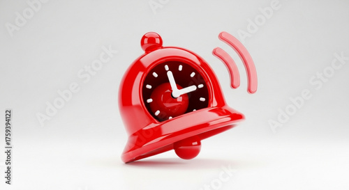 Red alarm clock ringing, concept for wake up, reminder, deadline, or important event