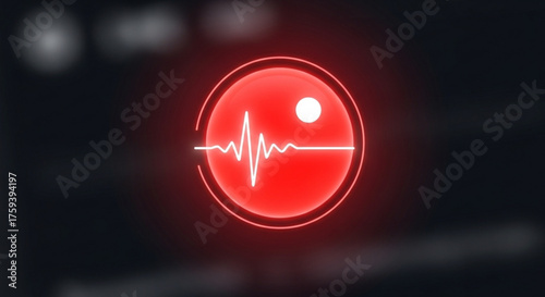 A red recording symbol with a heartbeat line on a dark background, indicating audio or video recording in progress