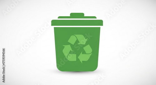 Green recycling bin, symbolizing environmental conservation, waste management, and sustainable practices