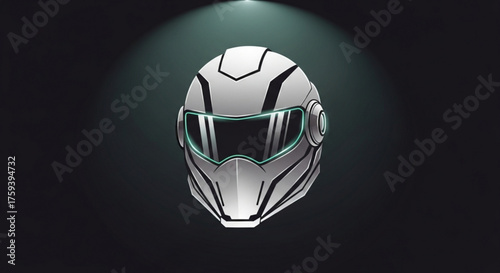Sleek futuristic helmet with a visor and streamlined design, perfect for science fiction, gaming, or technologyrelated projects