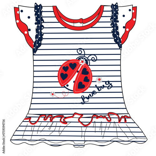 baby girls frocks with lady bug  print