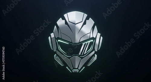 Futuristic helmet with advanced visor and sleek design, ideal for science fiction, gaming, or technologyrelated visuals