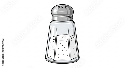 Salt shaker is a container for dispensing salt, typically used at the dining table or in the kitchen for seasoning