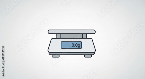 Illustration of a digital kitchen scale, commonly used for measuring ingredients in cooking and baking recipes