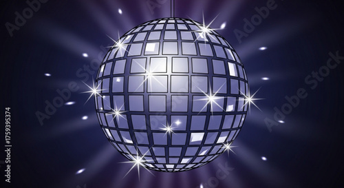 Dazzling disco ball with sparkling lights, perfect for dance floors, parties, and creating a vibrant and energetic atmosphere