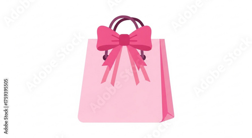 A pink shopping bag with a bow, , perfect for retail, gift, or fashionrelated designs and promotions
