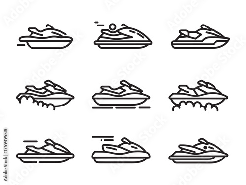 Jet Ski Line Art Ocean Thrill Ride