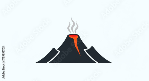 Illustration of a volcano, representing geological activity, natural disasters, and earths power in a simple style