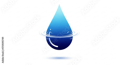 Water drop icon, symbolizing purity, refreshment, hydration, and the essential role of water in life and environmental sustainability