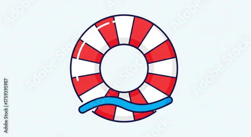Illustration of a red and white life buoy, a vital piece of safety equipment for water activities and emergencies