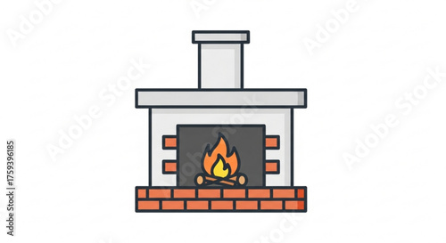 Illustration of a cozy fireplace, a symbol of warmth, comfort, and relaxation during the winter season