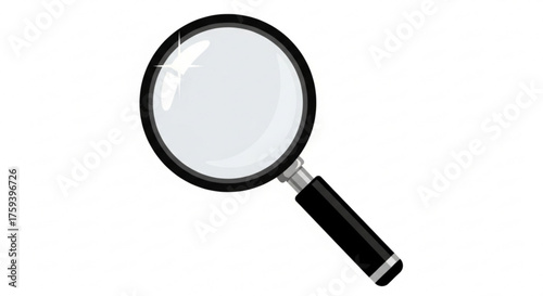 Magnifying glass, a classic tool for investigation, research, and detailed examination in a simple design