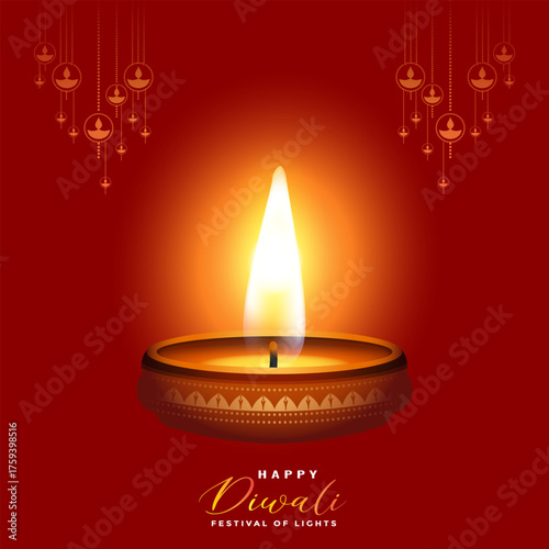 Happy diwali decorative diya festival card design