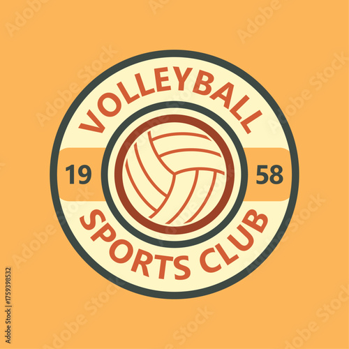 Circle Logo Template for Volleyball Club with Vintage Graphic Style