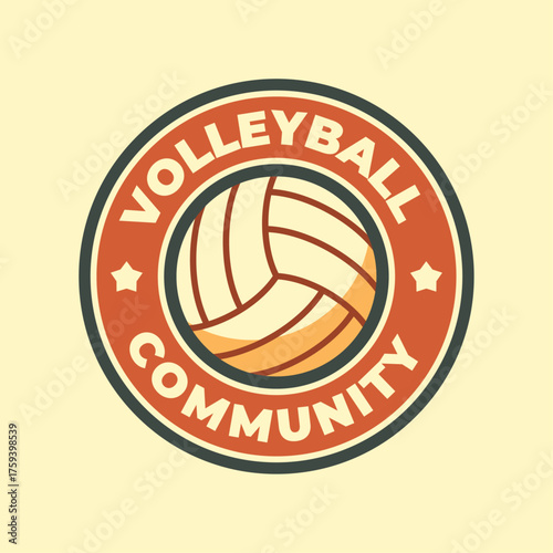 Logo and Sticker Template of Volleyball Community with Retro Graphic Style