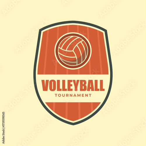 Retro Logo and Emblems Template of Volleyball Tournament