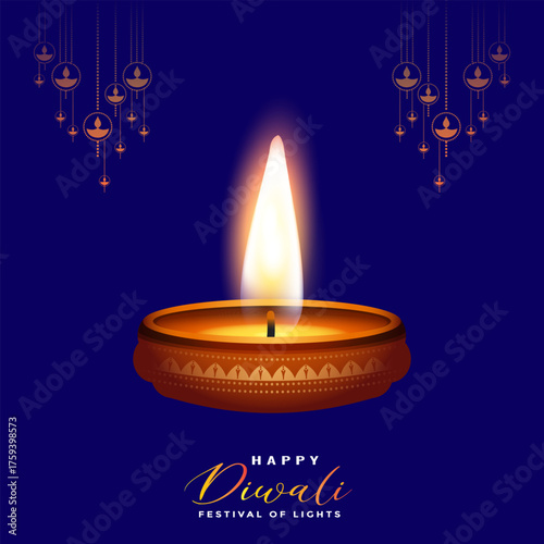 Happy diwali decorative diya festival card design
