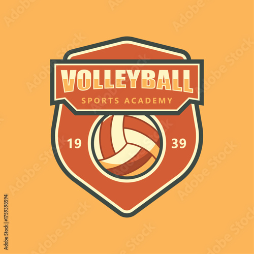 Volleyball Sports Academy Vintage Logo Template