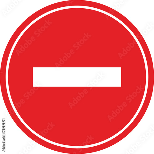Red circular traffic sign with a white horizontal bar indicating no entry or prohibition