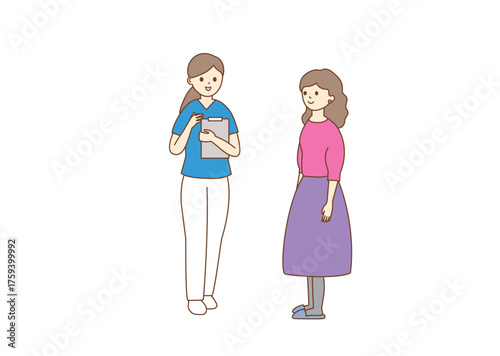 A woman receiving treatment explanation from a dentist