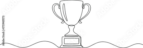 Continuous One Line Drawing of a Trophy or Winner's Cup