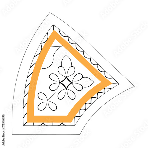 Traditional jamdani inspired floral decorative corner pattern