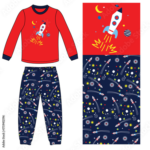 long t shirt long pant plane print