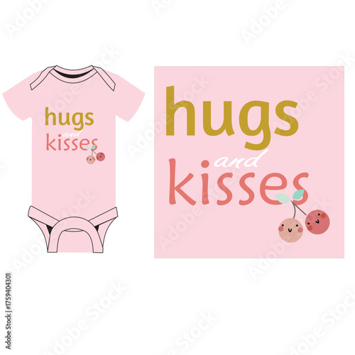 baby bodysuit cherry  print vector art