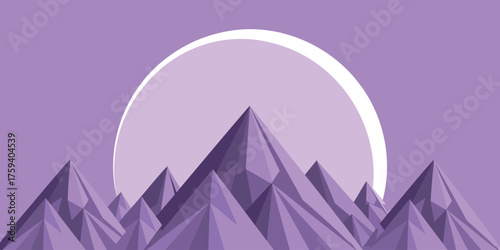 Stunning minimalist mountain landscape under a moon, perfect for modern design projects and serene backgrounds, evoking peace and tranquility in subtle tones