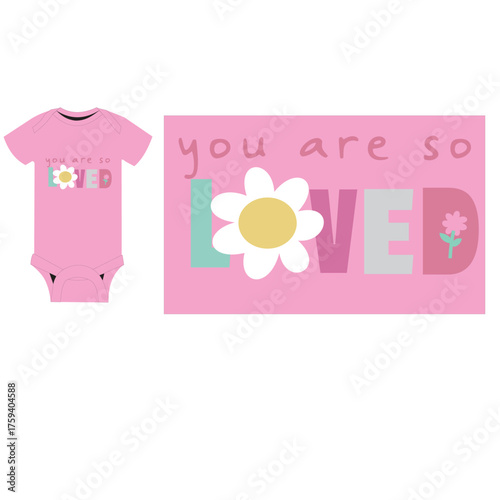baby romper flower love  print vector art