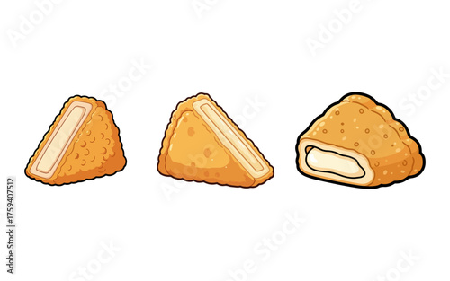 Crispy Fried Cheese Triangles with Creamy Filling Isolated on White Background