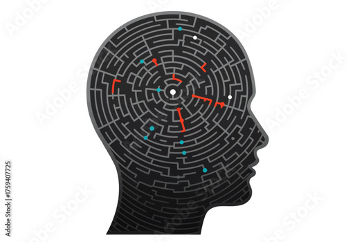 Maze-like brain structure symbolizing complex thought processes and problem solving