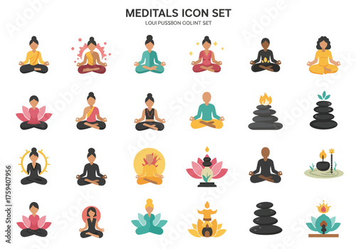 Meditation and Yoga Icon Set for Wellness and Harmony
